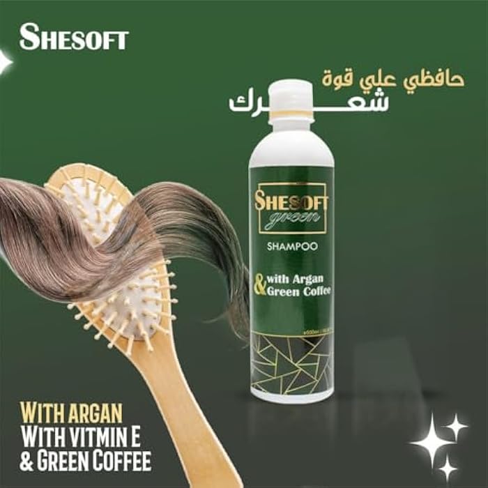 SHESOFT Green Coffee & Argan Oil Shampoo – Anti-Hair Fall, Deep Moisturizing & Scalp Nourishment with Vitamin E - Image 2